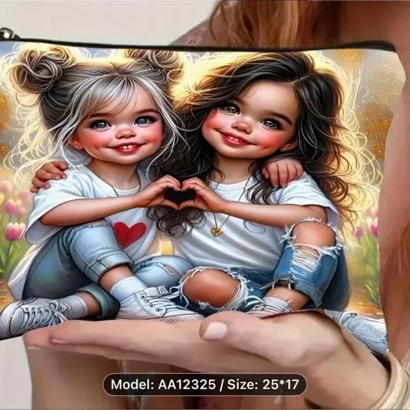 Charming Girls Print Key & Card Holder - Picture 1 of 1